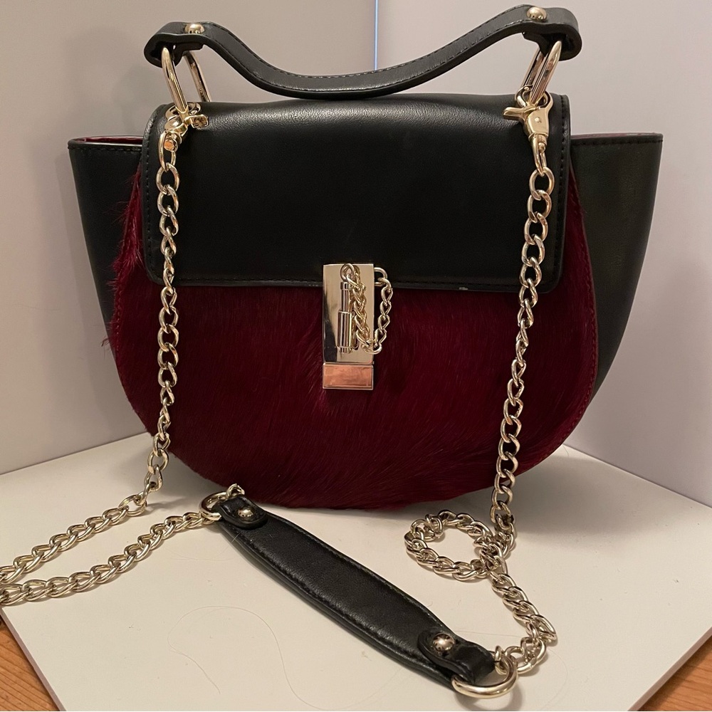 Sondra‎ Roberts Vegan Leather Faux Fur Shoulder Bag Read Description